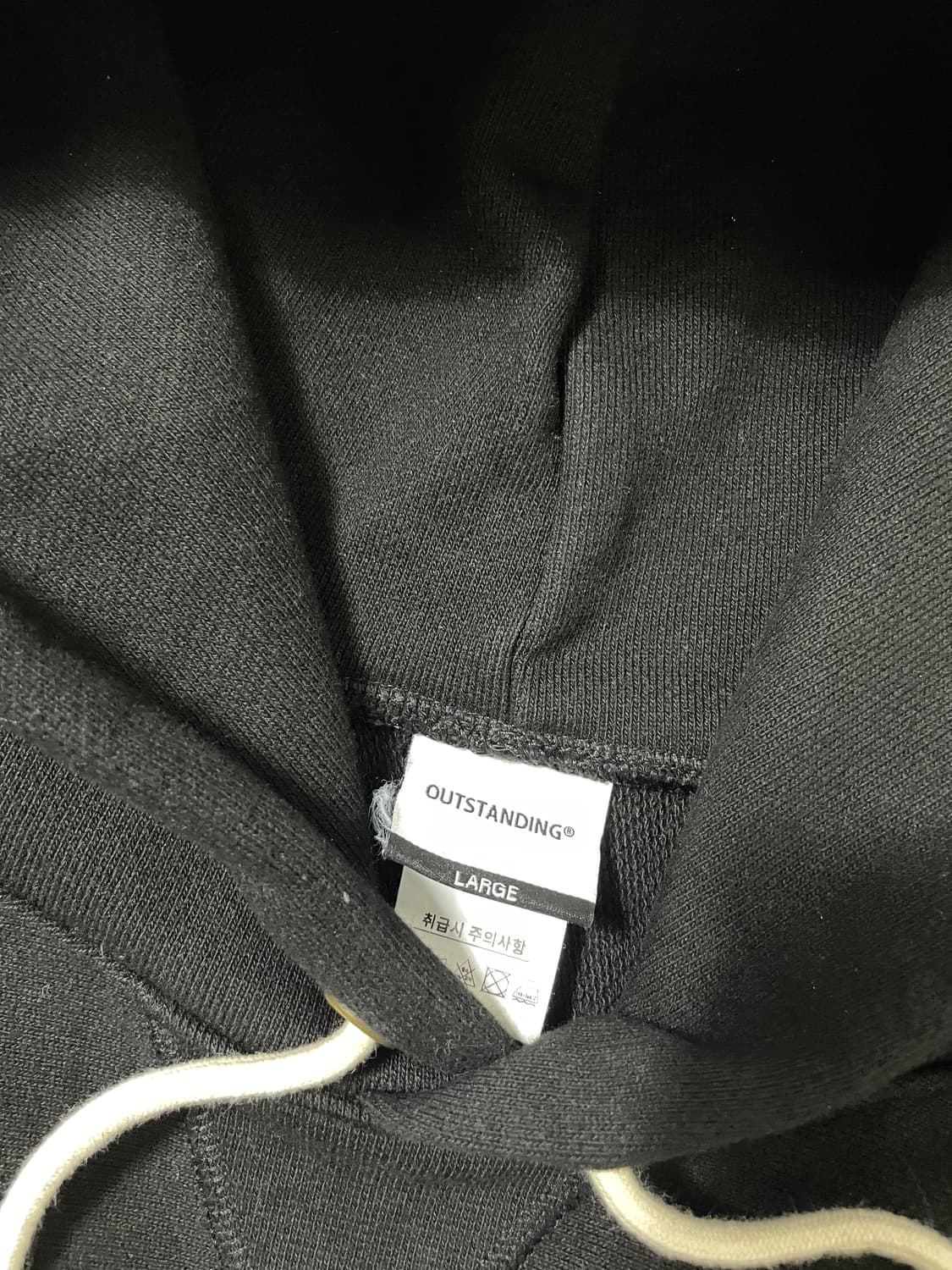 빈티지9. 아웃스탠딩 리버스 헤비 후드 티셔츠 스웻 블랙 상품이미지3