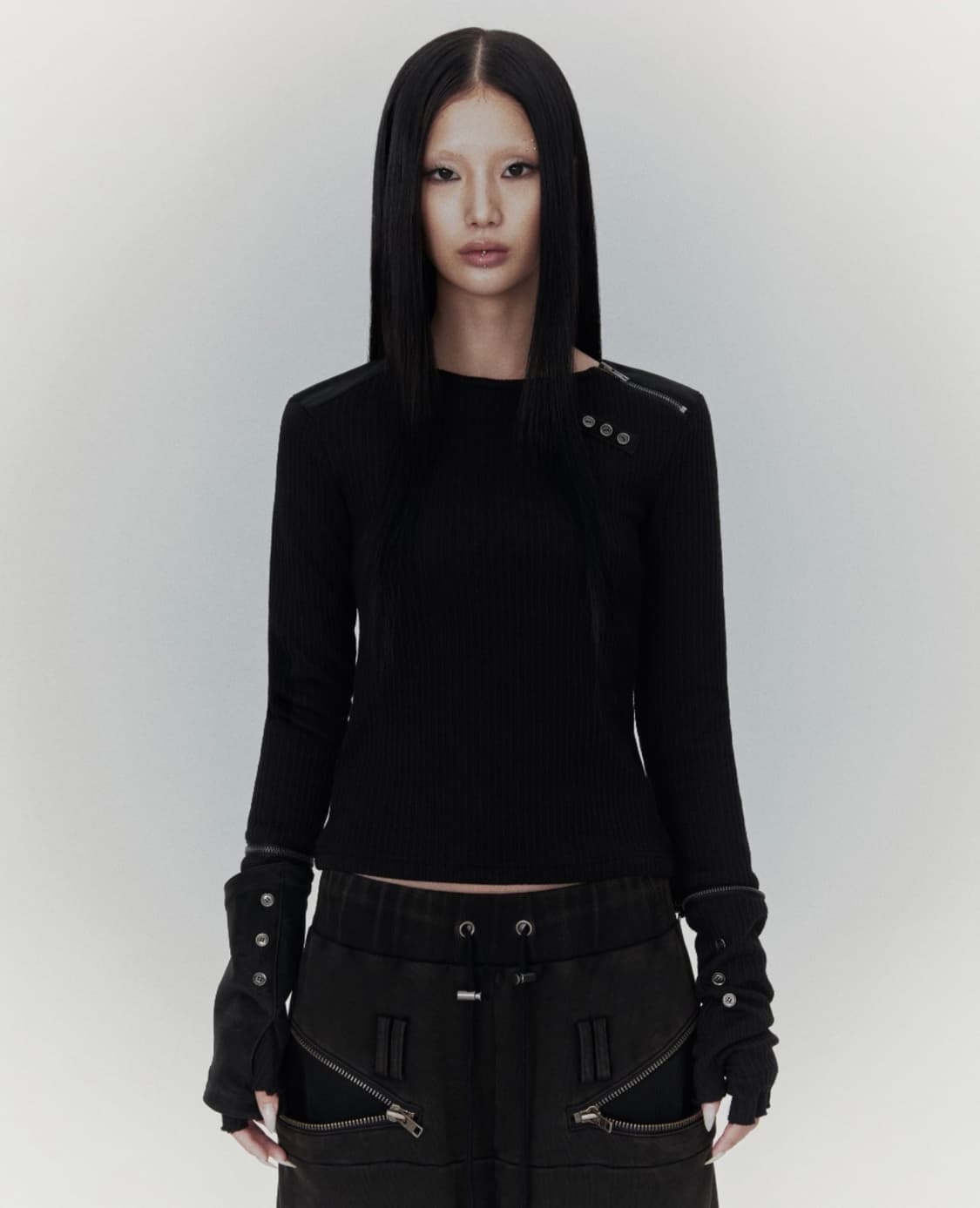 Bonienkiye Detachable Zipper Leather Top 상품이미지1