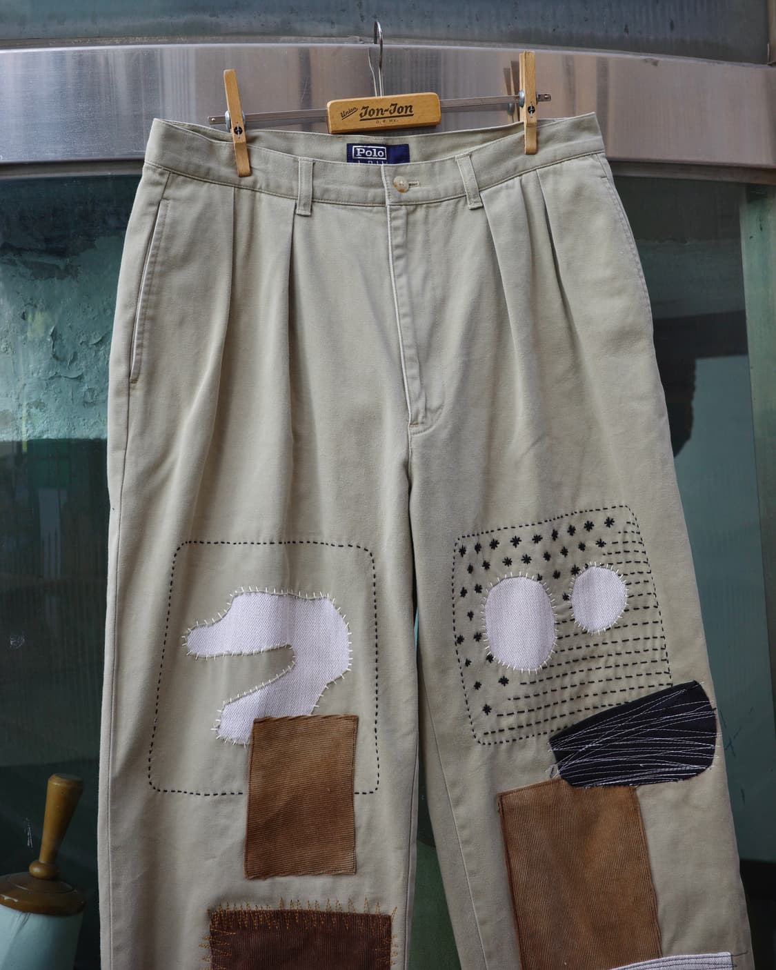 빈티지 리페어 패치워크 사시코 커스텀 폴로 팬츠 상품이미지2