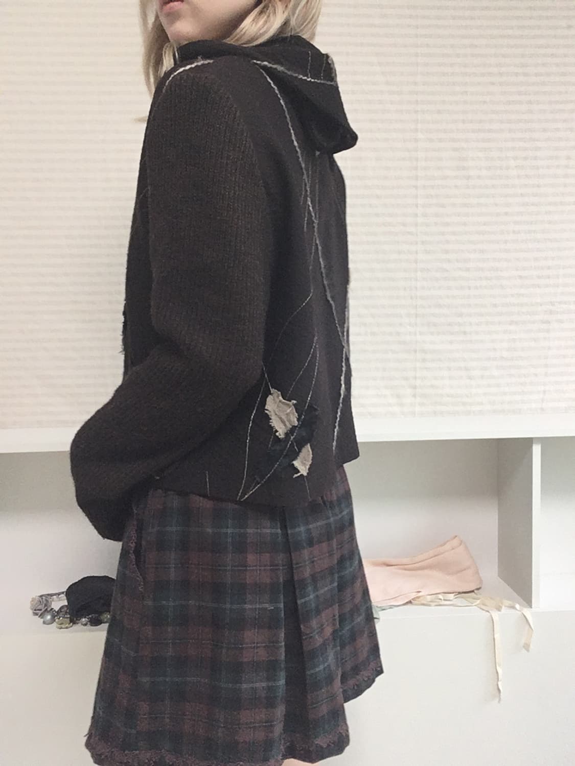 jpn vintage brown duffle patchwork hood  상품이미지4