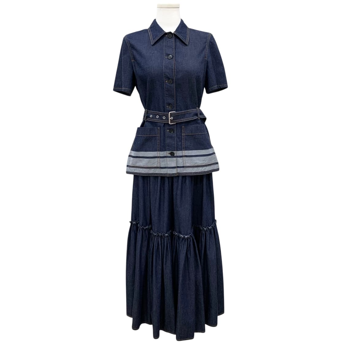 크리스찬 디올 쿠튀르 티어드 데님 벨트 롱 스커트 상품이미지3