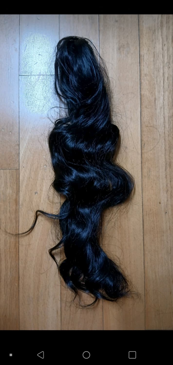 포니테일 웨이브 집게핀 자연스러운 가발 내추럴 블랙 상품이미지6