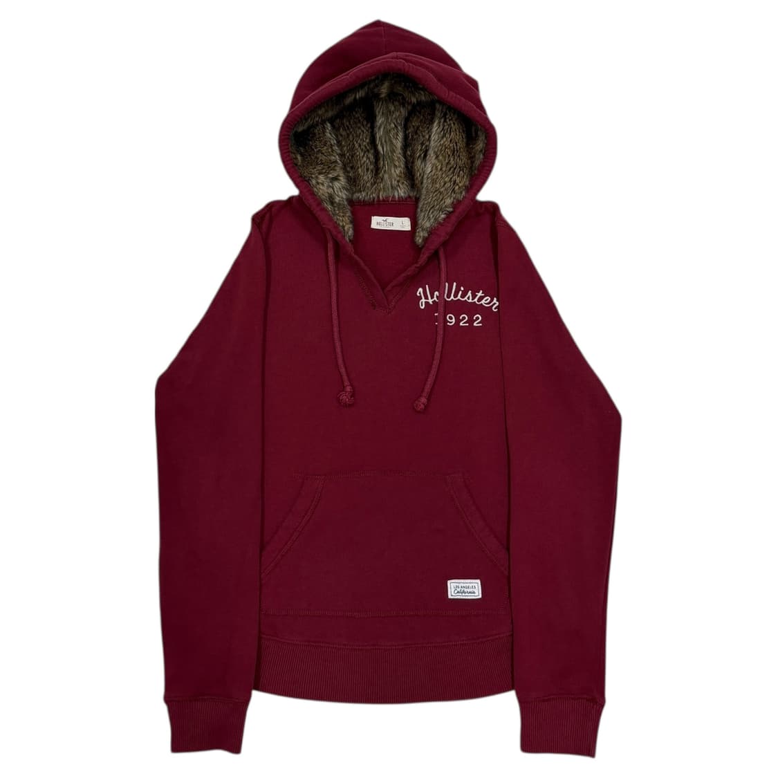 홀리스터 빈티지 모리걸 퍼 Y2K 후드티 버건디 마룬 레드 L 상품이미지1