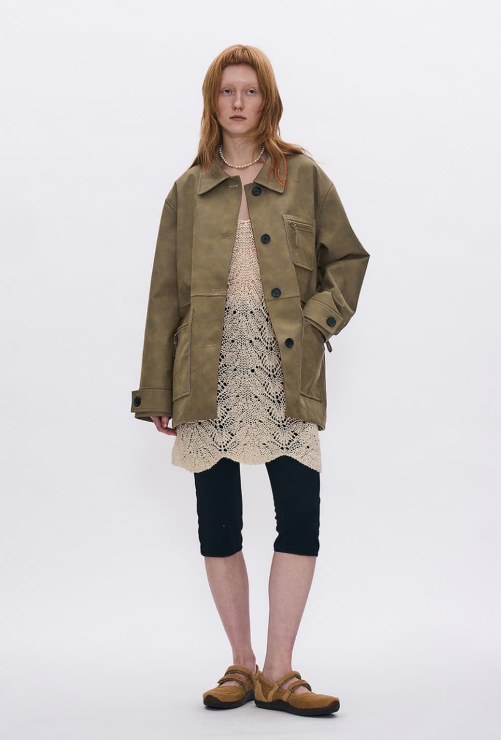 새상품) 파르티멘토우먼 워시트 레더 카 코트 (베이지) 상품이미지5