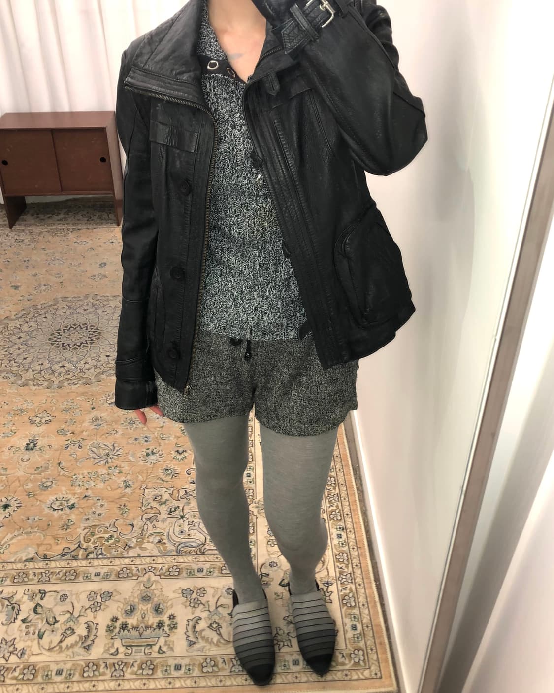 블랙 하이넥 양가죽 자켓 상품이미지7