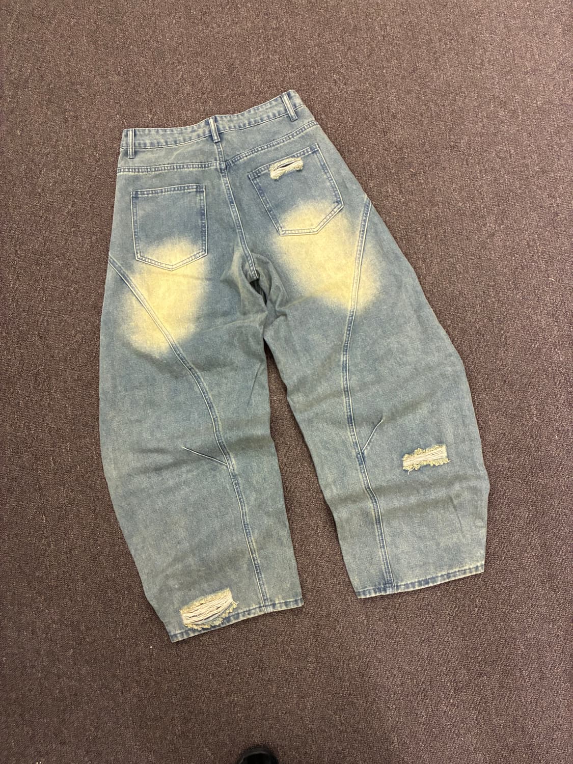 XS)Japanese vintage 여성 데미지 와이드 데님팬츠 상품이미지7