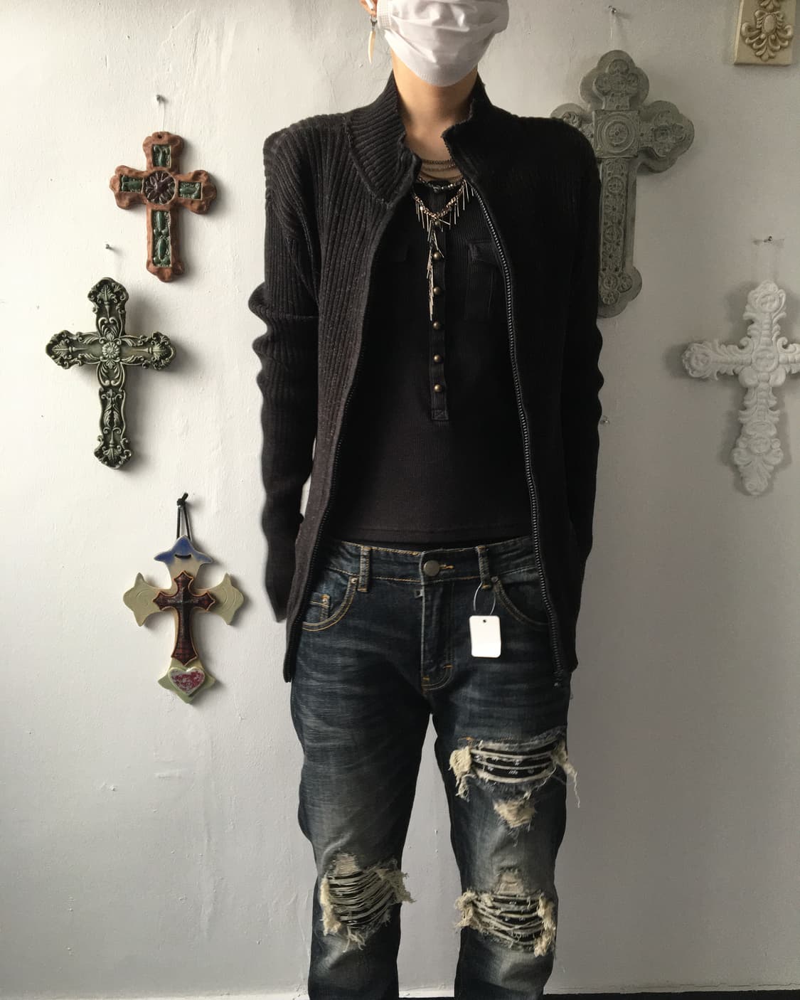 High neck ribbed zip up 상품이미지7