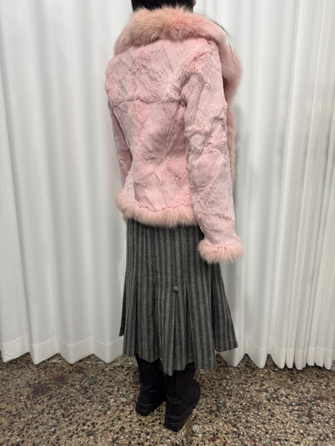 etoile selection pink rabbit fur jacket 상품이미지4