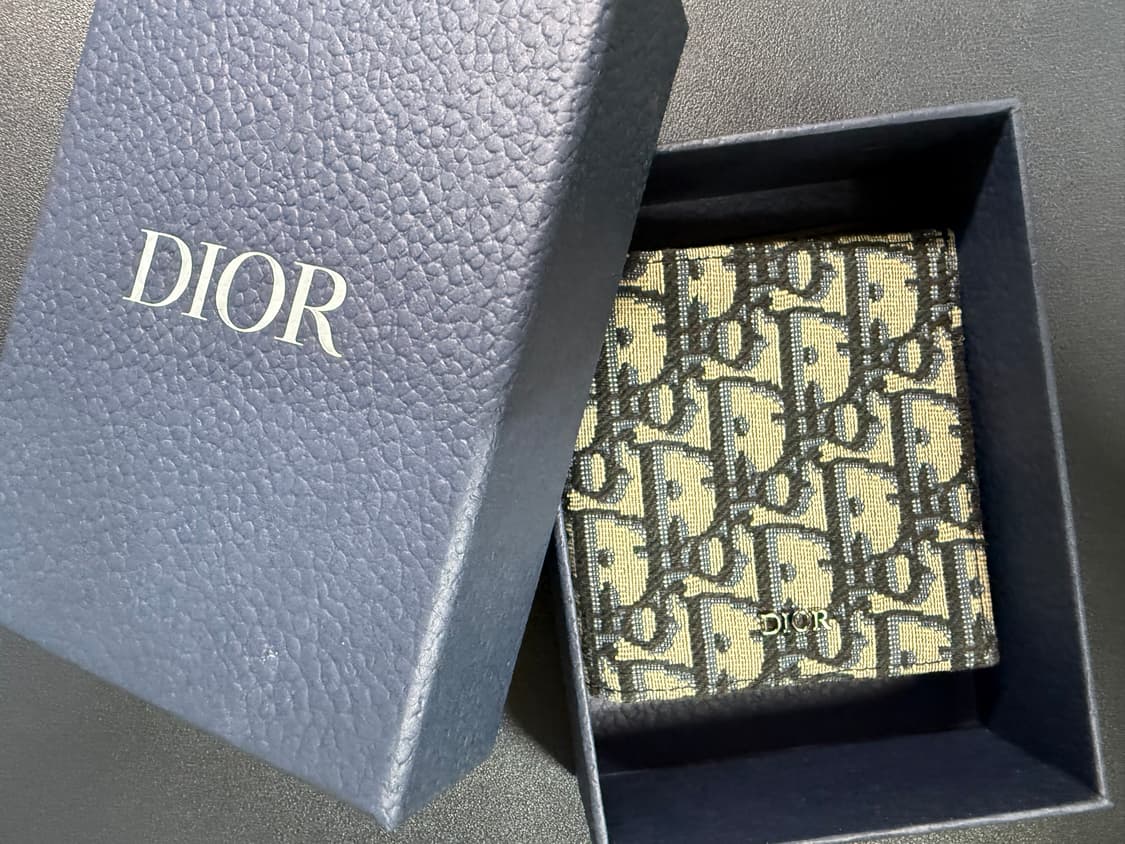 디올 컴팩트 코인 지갑 베이지 & 블랙 디올 오블리크 자카드 상품이미지1