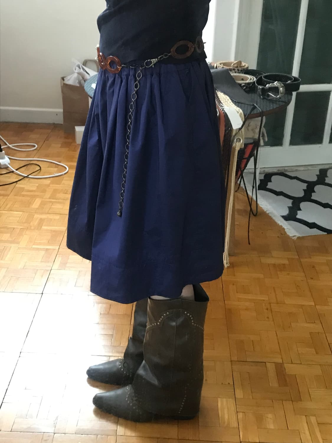 vintage purple banding skirt 상품이미지2