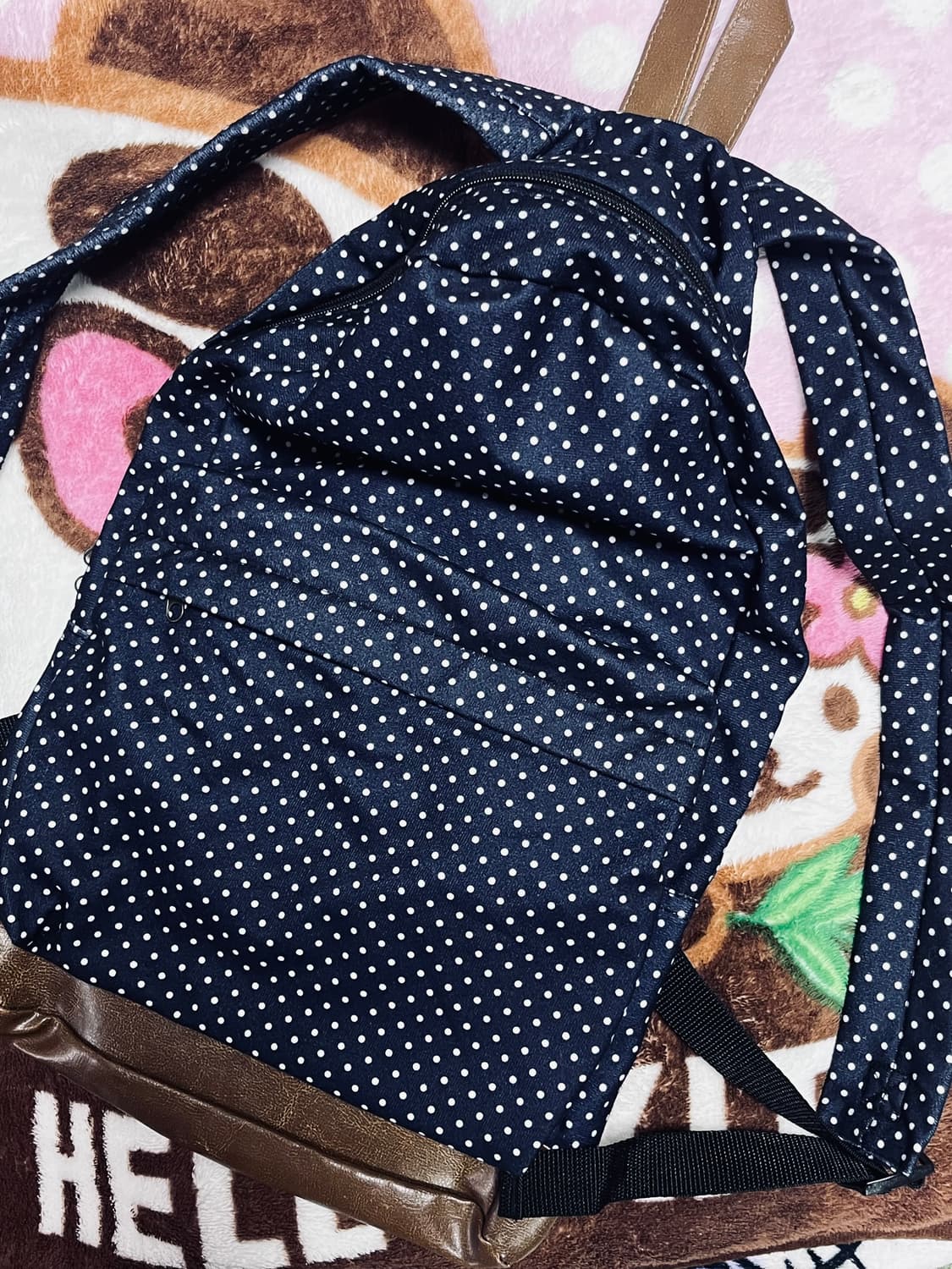 라떼갸루 도트 네이비 브라운 백팩 헤이세이 모리걸 ㅅㅊ 키티 리즈리사 상품이미지1