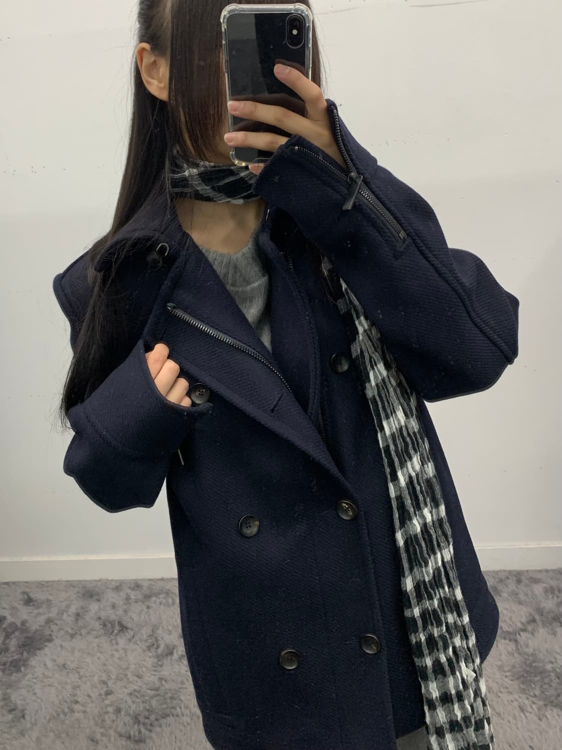 캘빈클라인 사선 미디 코트 상품이미지4