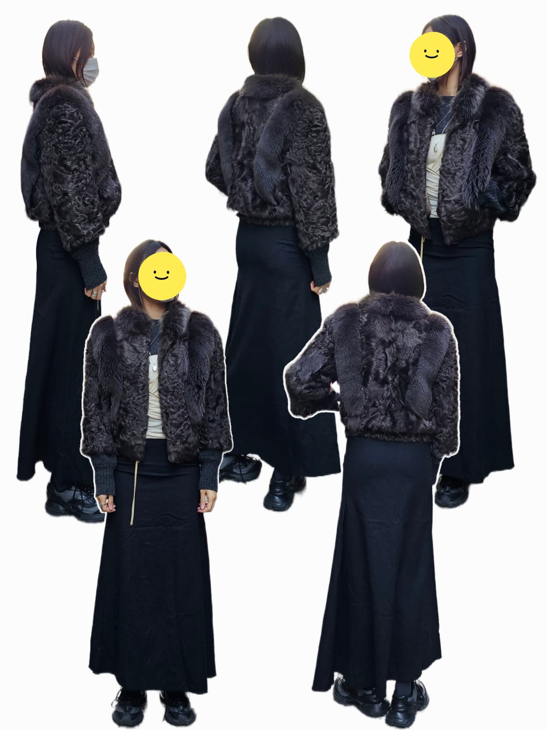 퍼플 딥그레이 램스&폭스 퍼 숏 봄버 상품이미지3