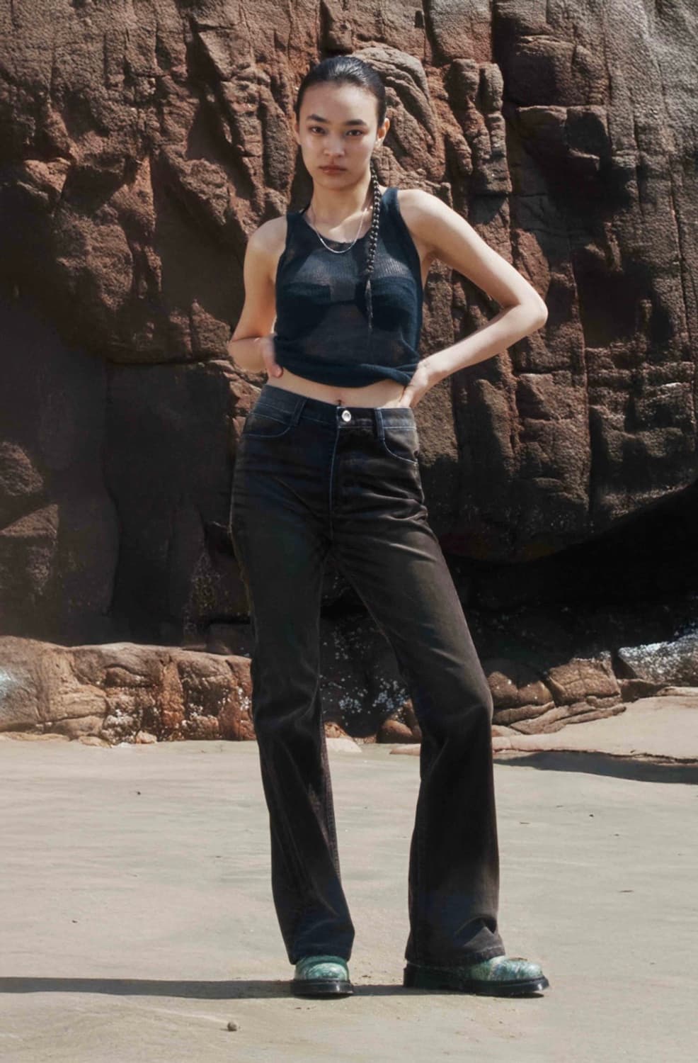 17end 017 flocked washed bootcut 상품이미지3