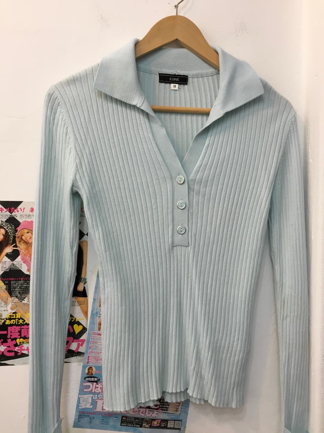 빈티지 민트 슬림 카라 티셔츠 상품이미지3