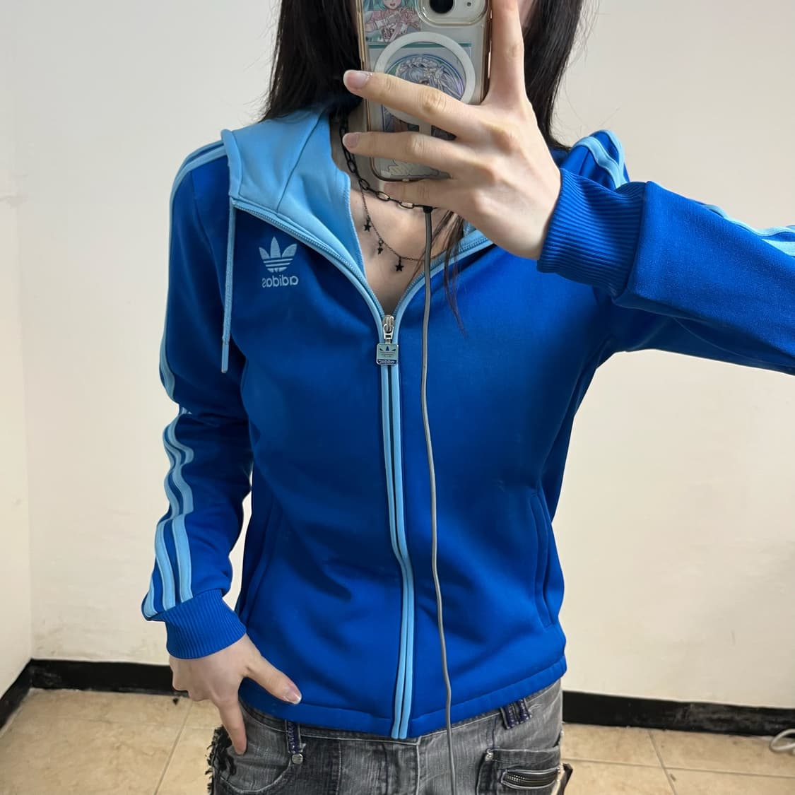 Adidas blue firebird hood jersey 상품이미지3