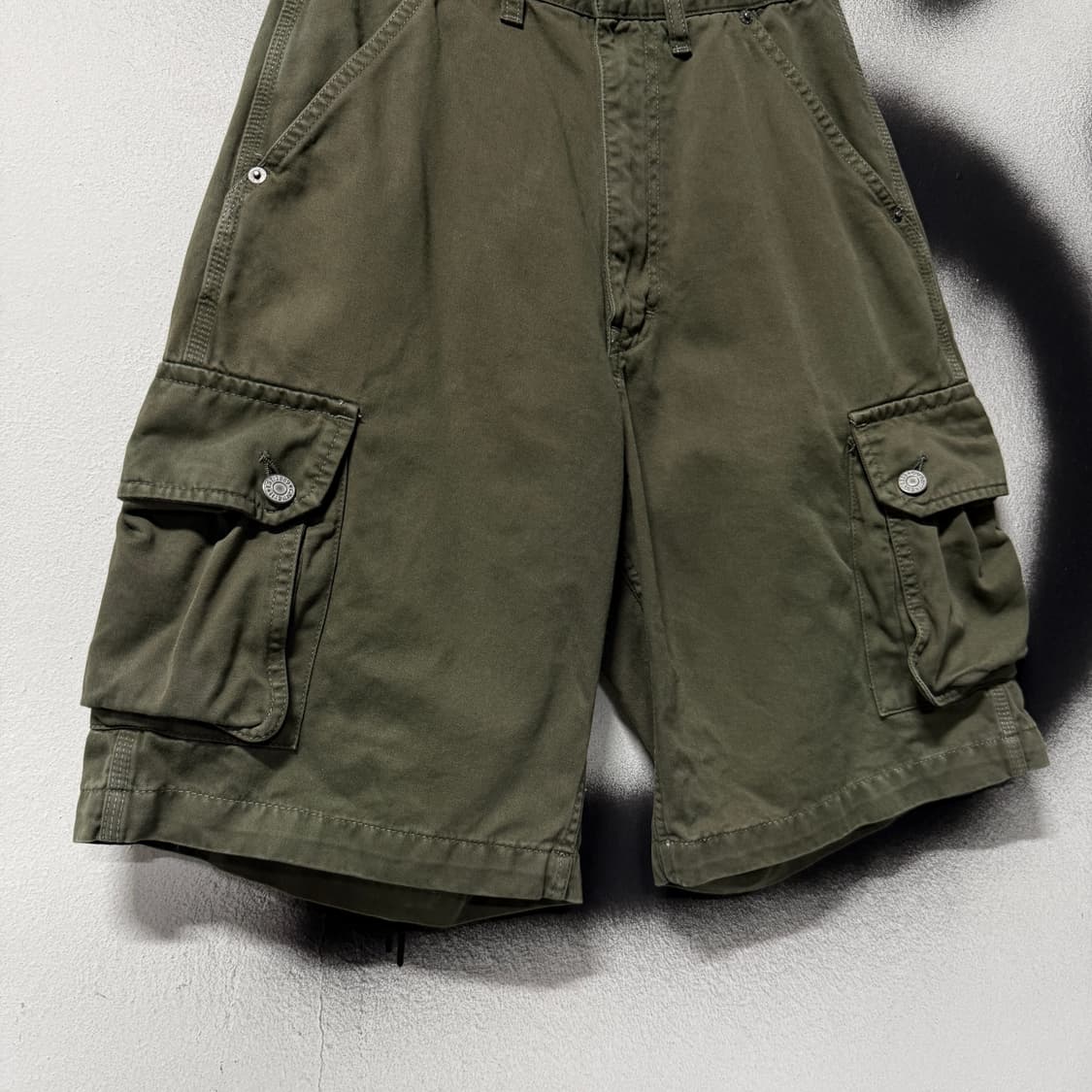 90-00s 칼하트 재팬 오리지널 레더탭 워크 와이드 카고 쇼츠 팬츠 상품이미지4