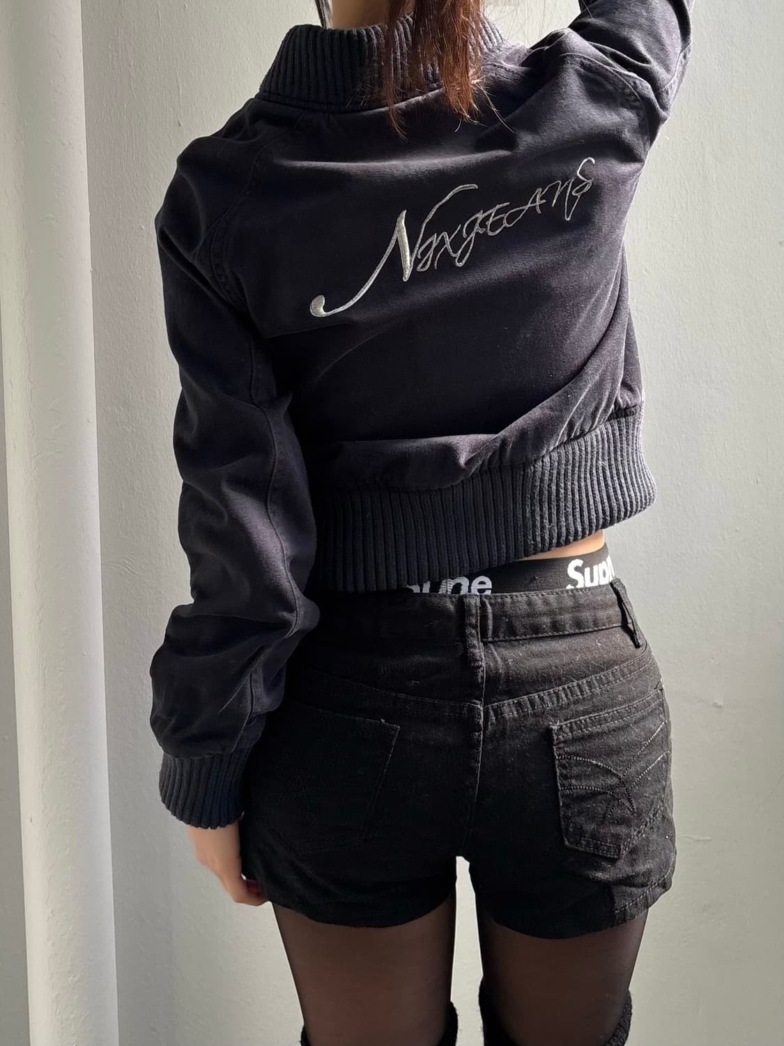 Vintage Dark Navy Crop Zip-up Jacket 상품이미지4