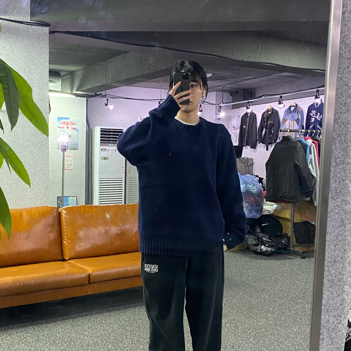 폴로 스몰로고 네이비 코튼 라운드 니트B3221 상품이미지1