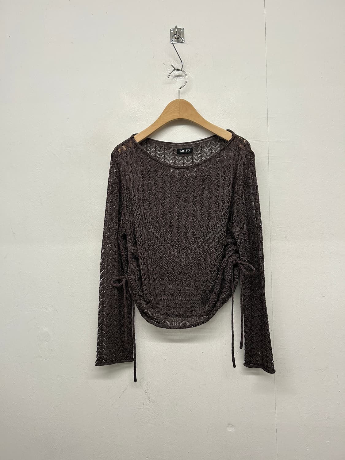 ABITO 브라운 크로셰 니트 긴팔 상품이미지1