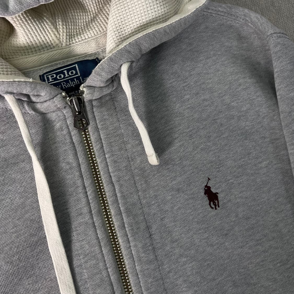 100 폴로 랄프로렌 와플 그레이 후드집업 상품이미지2