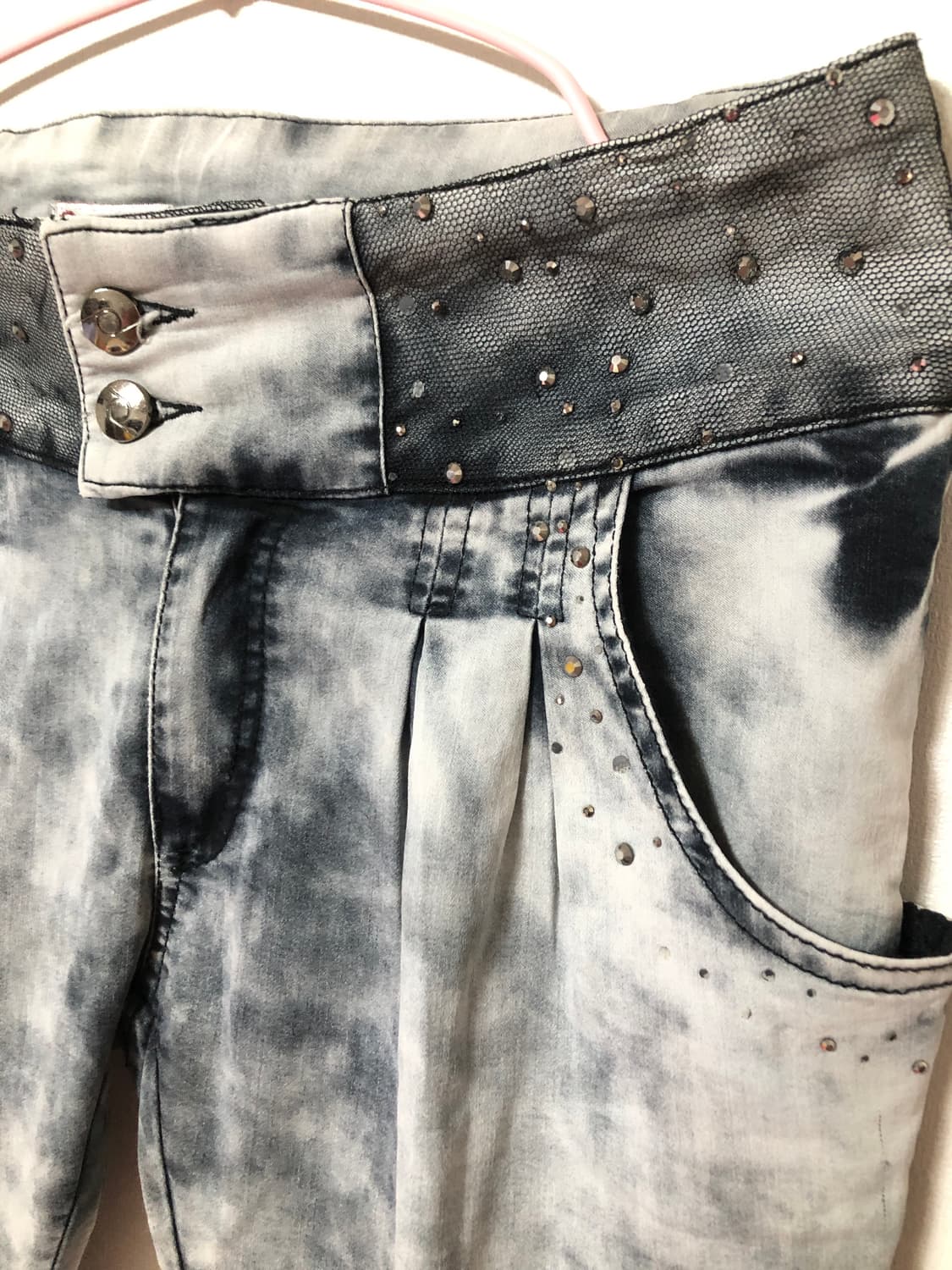 Grey Y2K Beaded Jeans 상품이미지3