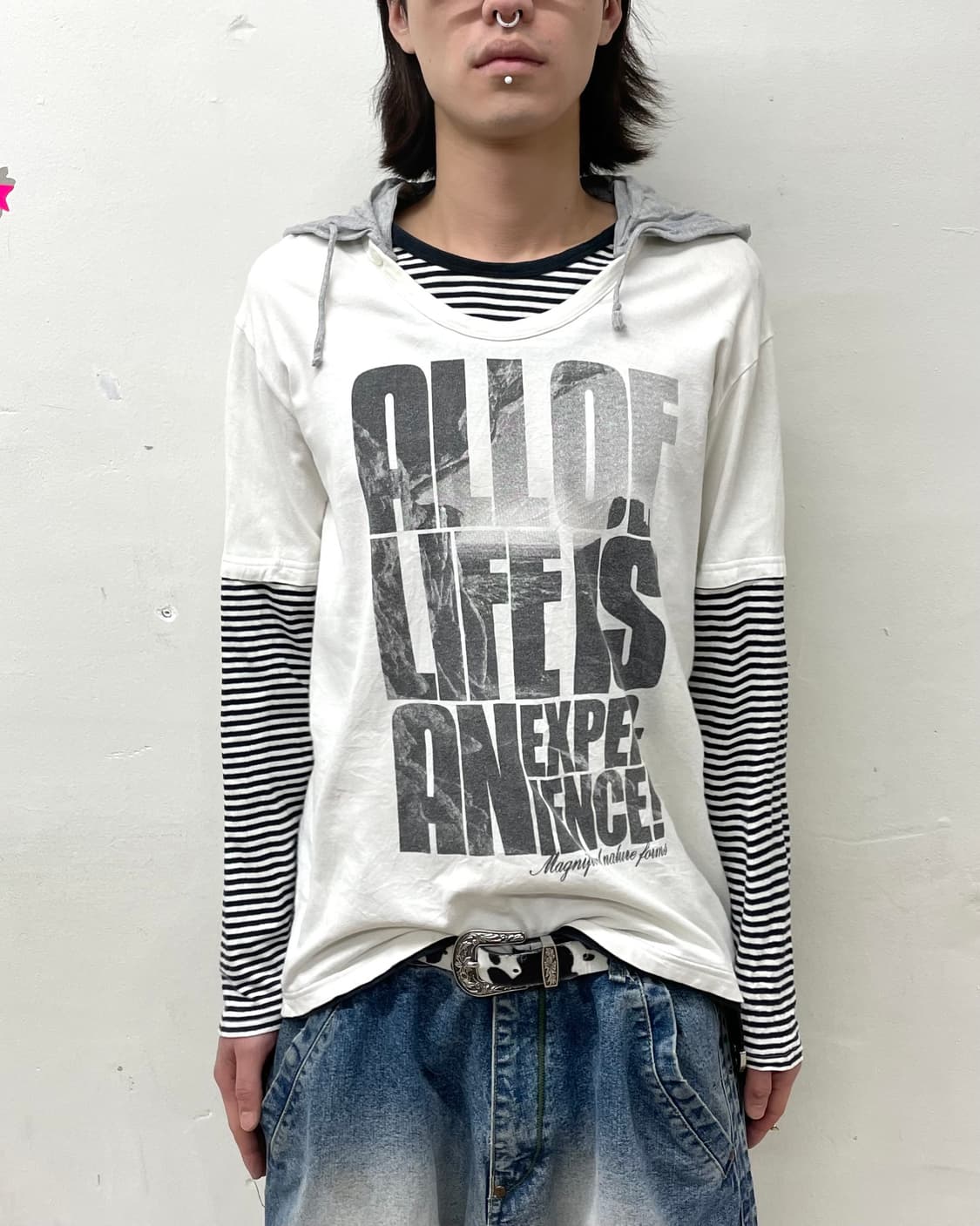 Basic Stripe Layered Hoodie 상품이미지1