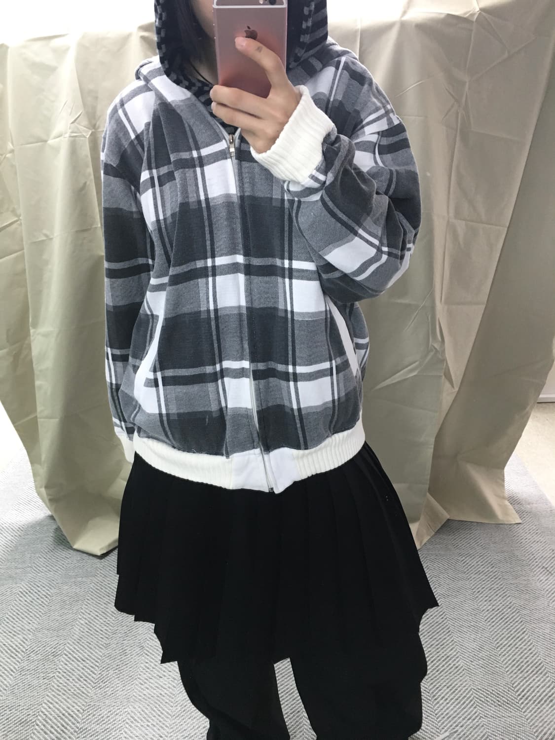 JPN Check check hood zip up 상품이미지3