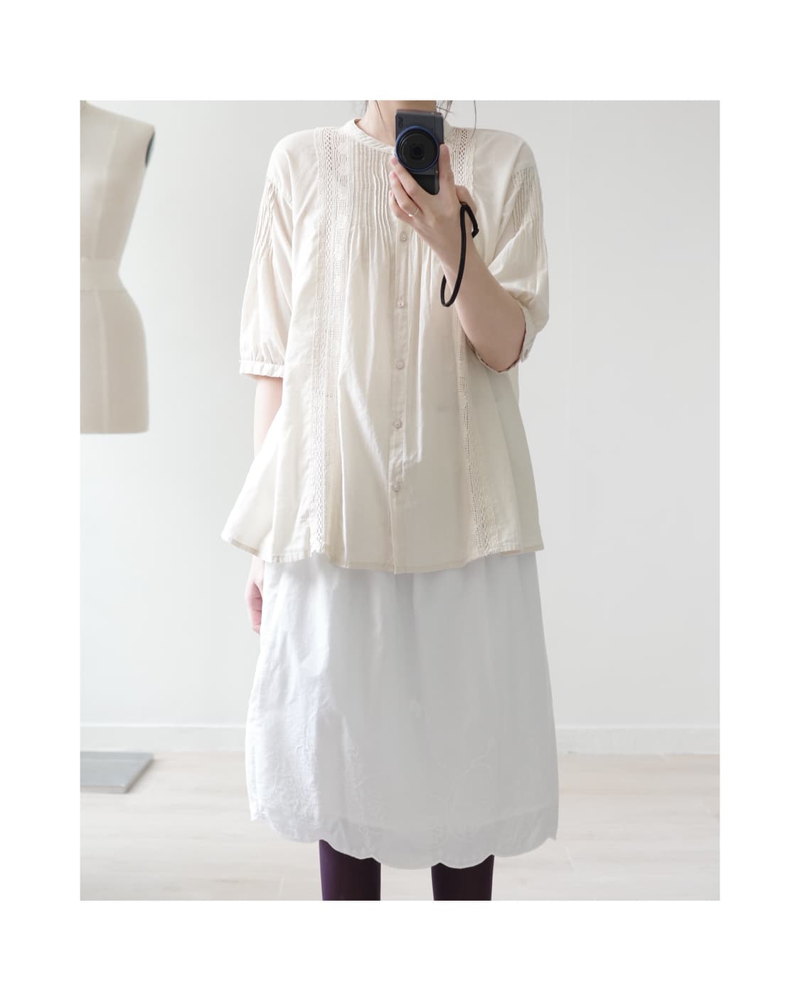  KILORUAN lace-trimmed cotton blouse 상품이미지4