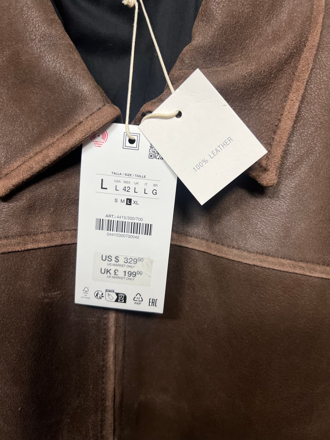 자라 크롭 핏 스웨이드 레더자켓 L 상품이미지5