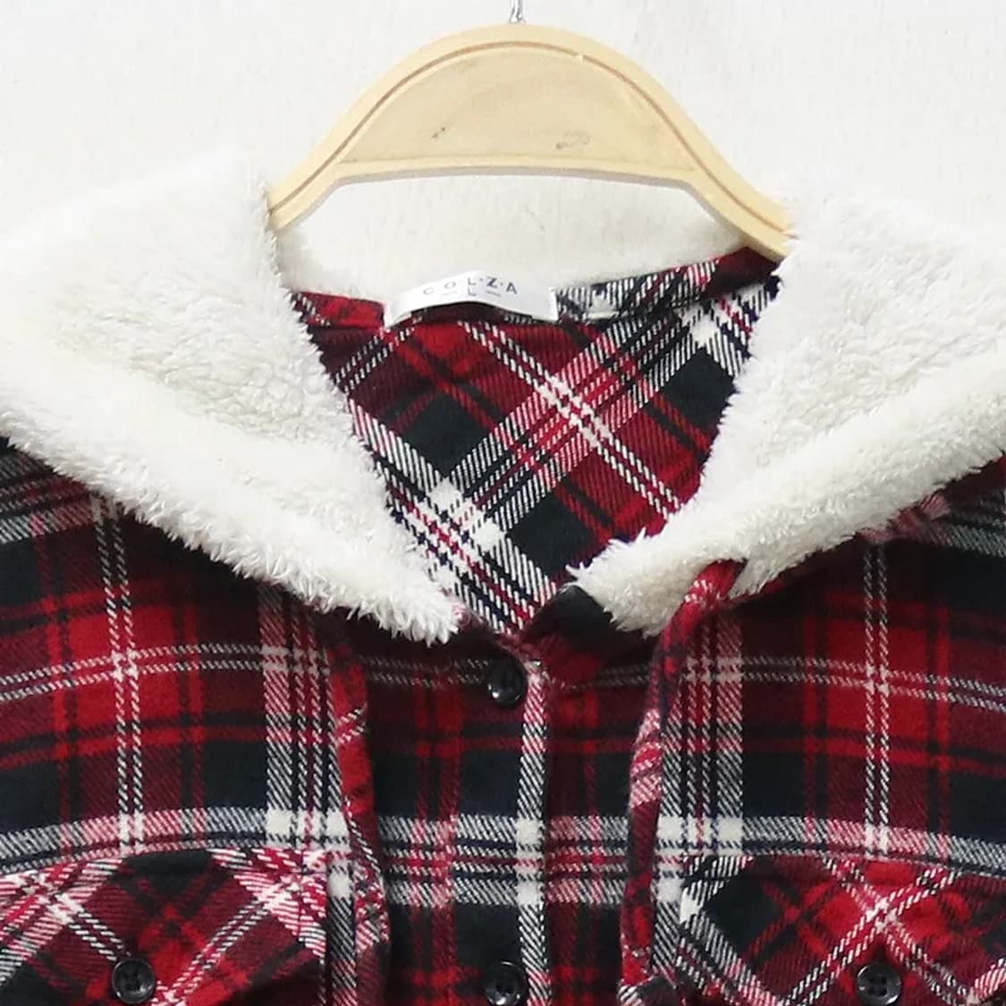 코르자 뽀글이 후드 체크 자켓 61502 상품이미지3