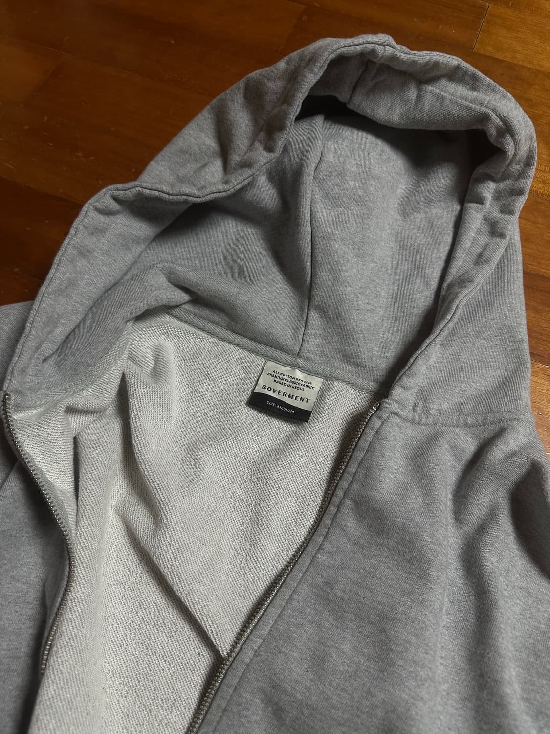소버먼트 소버먼트 780G 솔리드 크롭 후디 집업 멜란지 그레이 상품이미지3