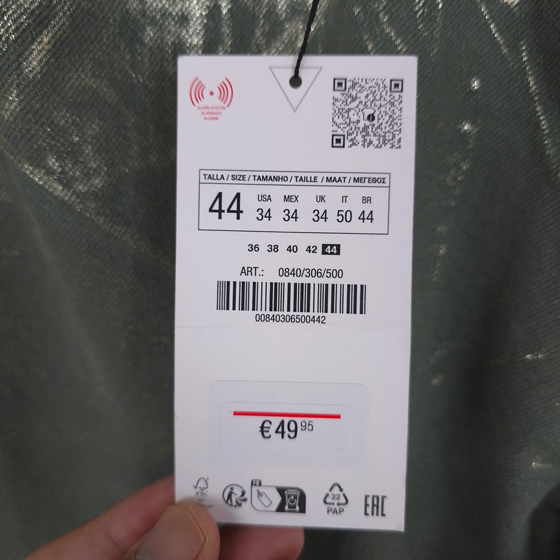 새제품) 자라 ZARA 메탈릭 페인트 코튼 진 팬츠 골드카키 34 상품이미지7