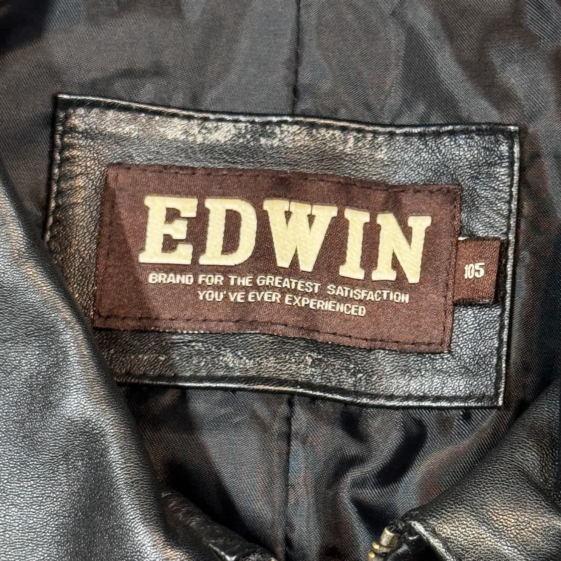 XL) EDWIN 에드윈 블랙 리얼레더 양가죽 자켓 상품이미지6