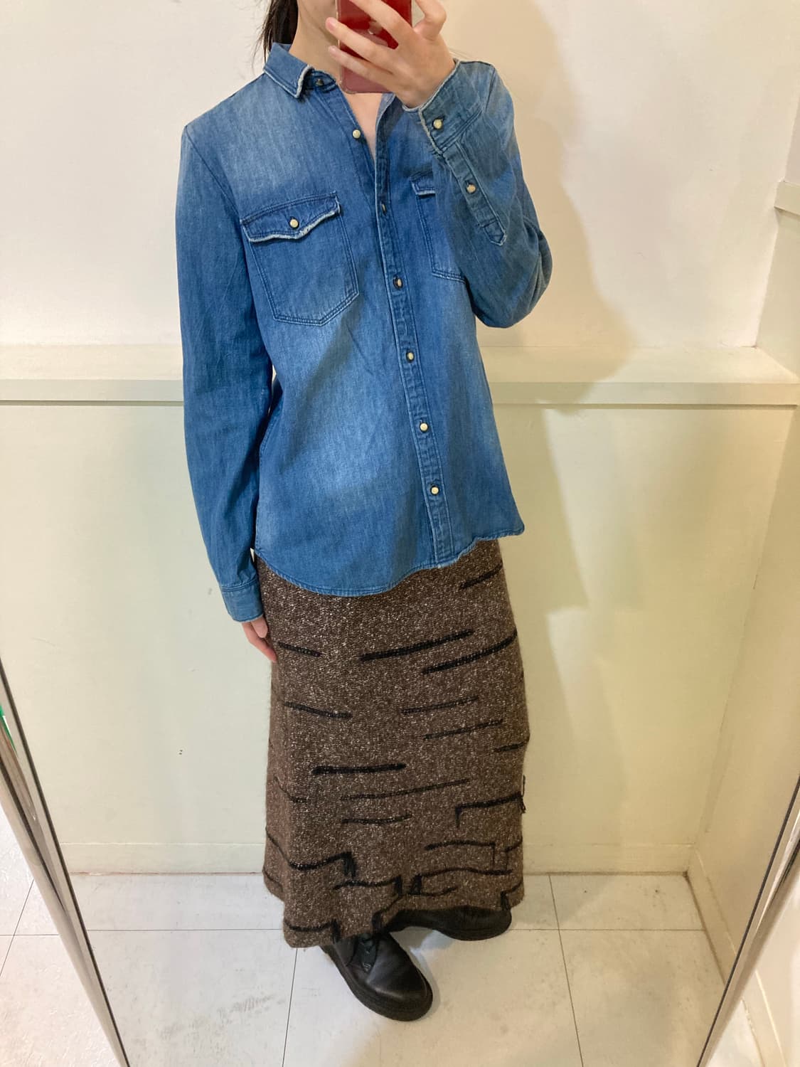 단추 포인트 웨스턴 데님 셔츠 상품이미지10