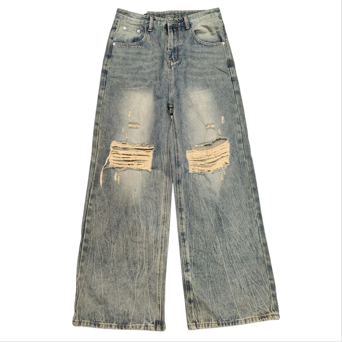 연청 디스트로이드 와이드 데님팬츠 (S) 상품이미지1