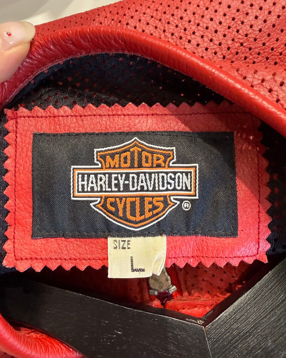 할리 데이비슨 레드 빅로고 레더 하프 자켓  상품이미지7