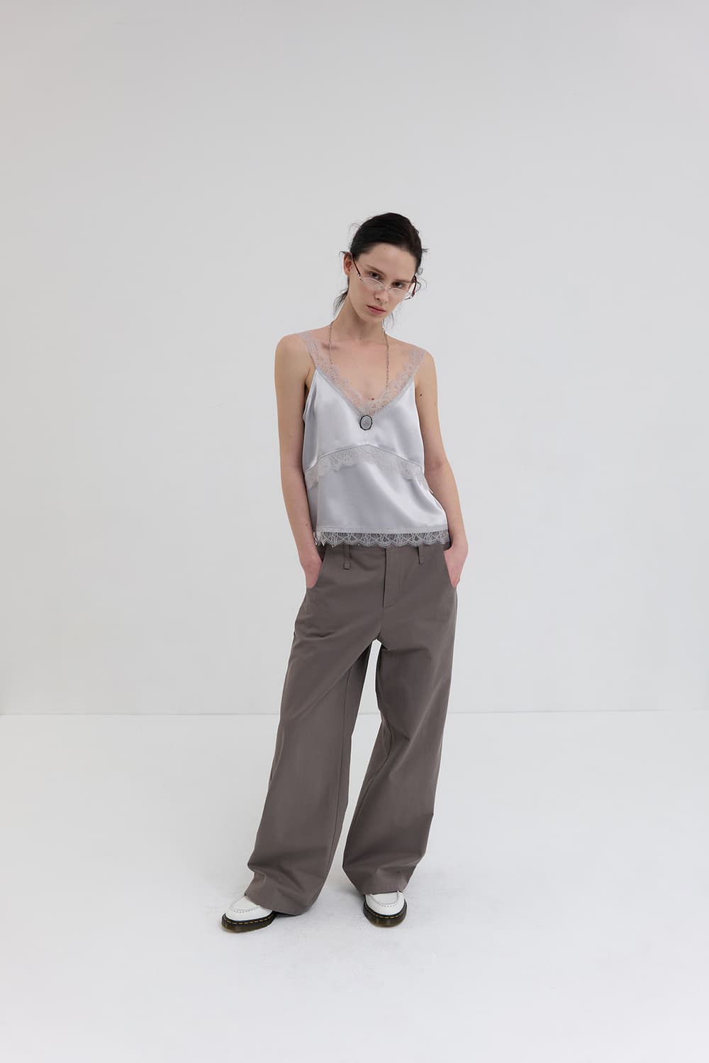 (1회착용) 오버듀플레어 lace satin sleeveless _ 실버 상품이미지4