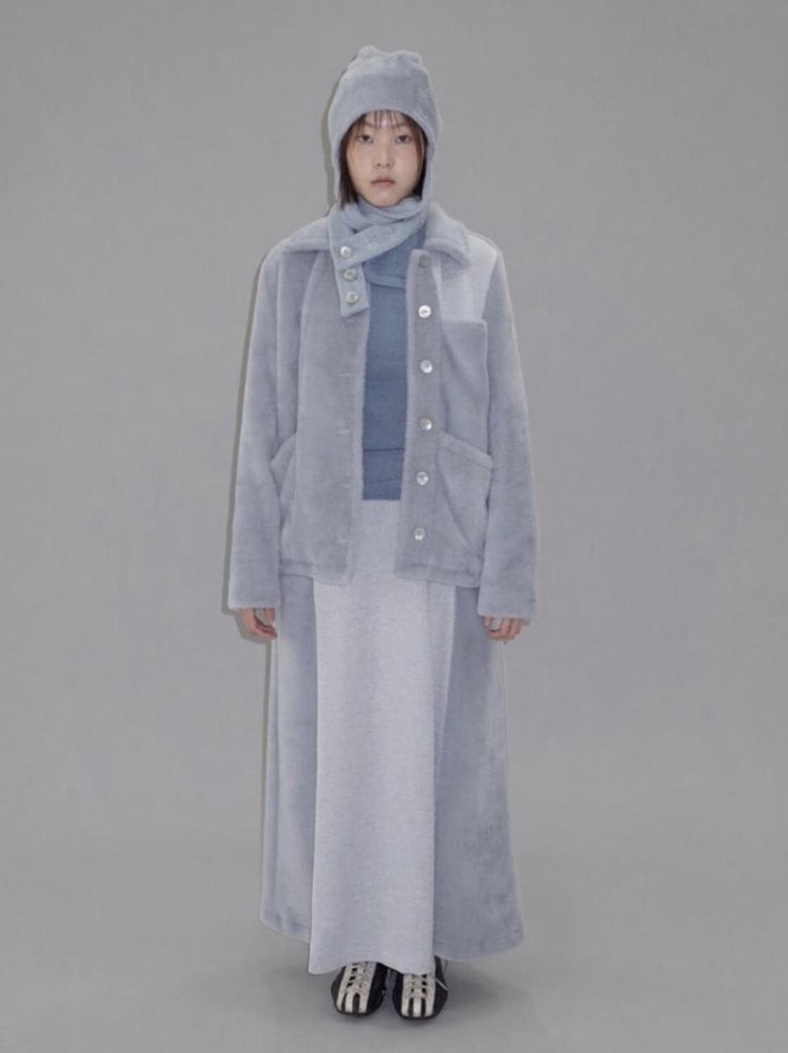 지초이 퍼 자켓 블루 1size 상품이미지2