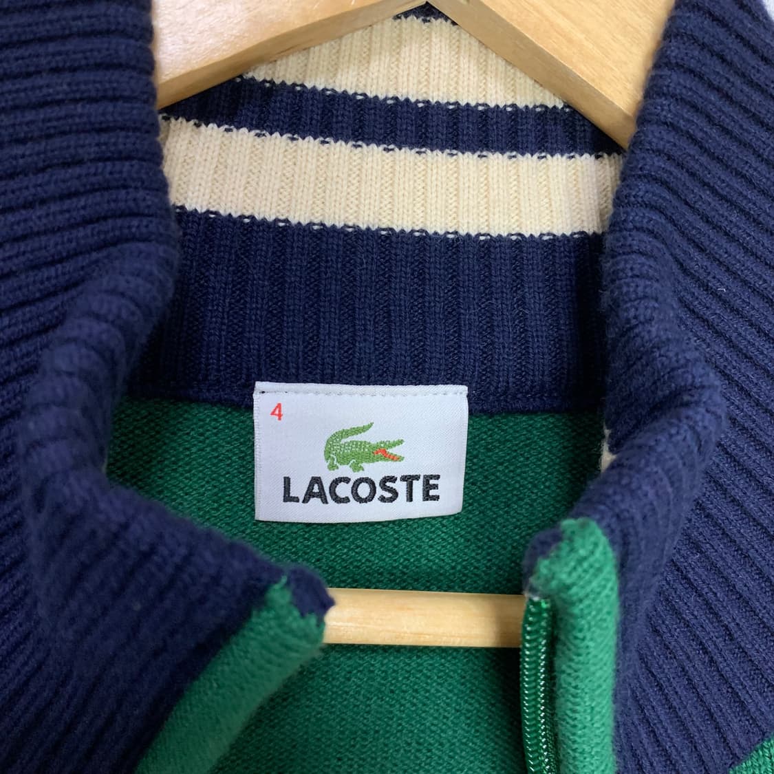 라코스테 그린/네이비 니트 집업 가디건 빈티지 남녀공용 4사이즈 상품이미지5