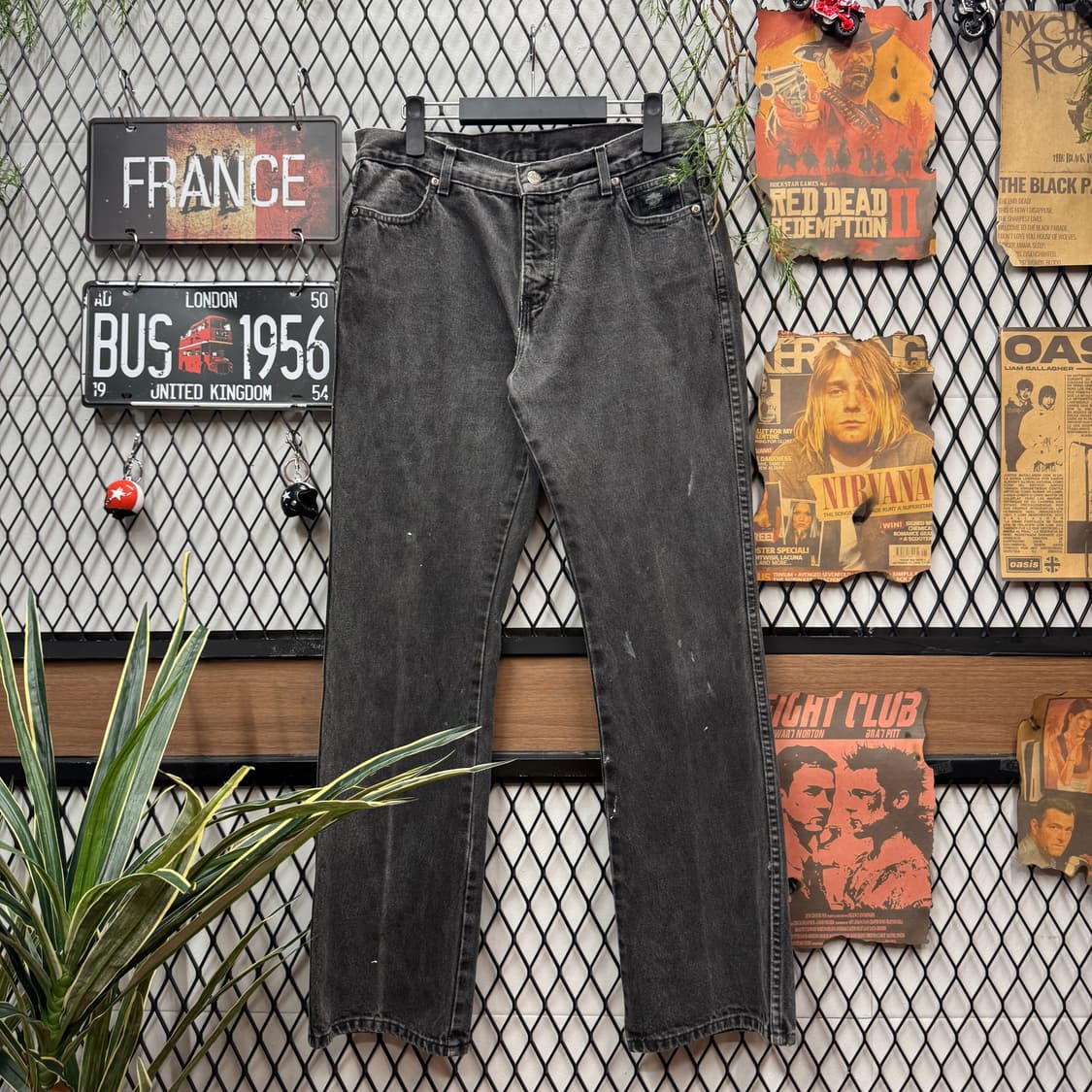 00s 할리데이비슨 데님 팬츠 포켓 로고 포인트 흑청 상품이미지1