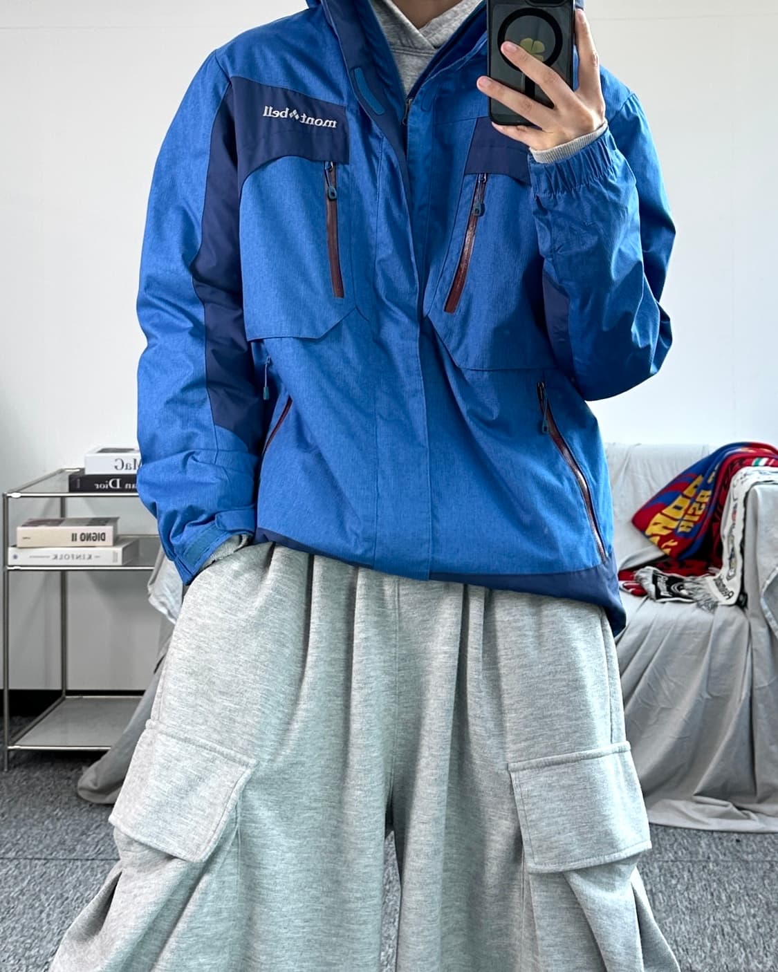 몽벨 블루 배색 바람막이 L 상품이미지3