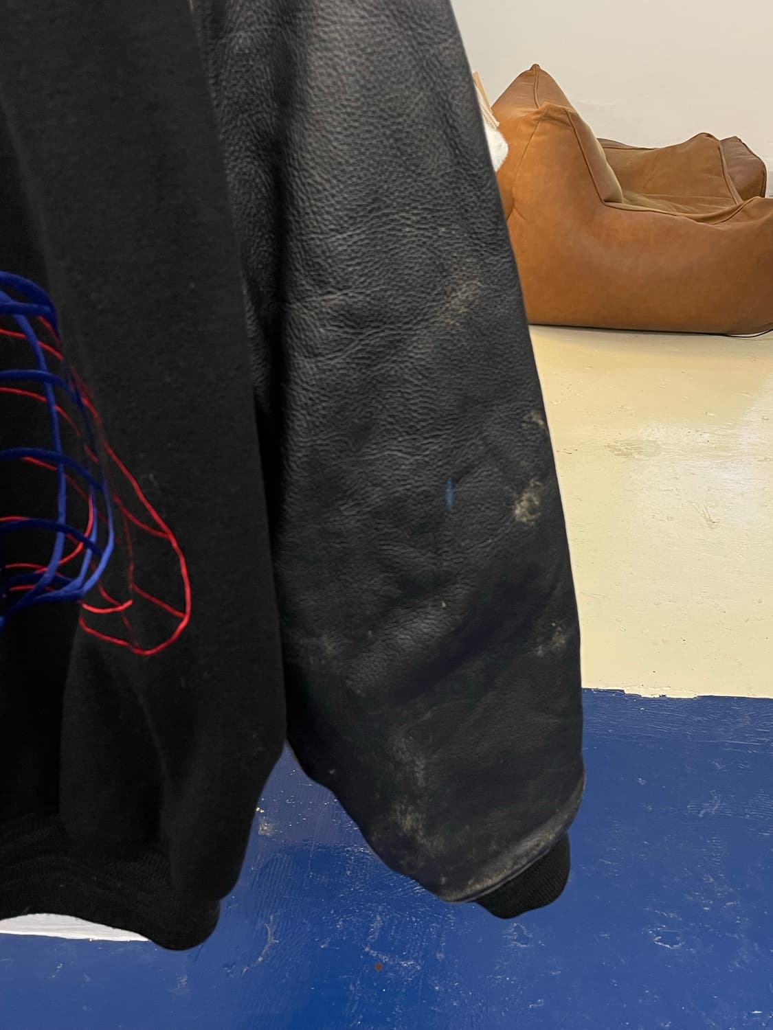 1990s 핸드패치 소가죽 울 바시티 자켓 상품이미지7