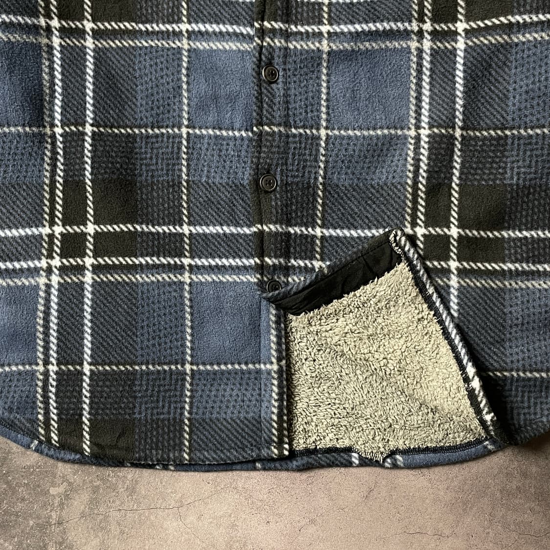 FREEDOM 빈티지 블루 체크 플리스 셰르파 셔츠자켓 A00467 상품이미지4