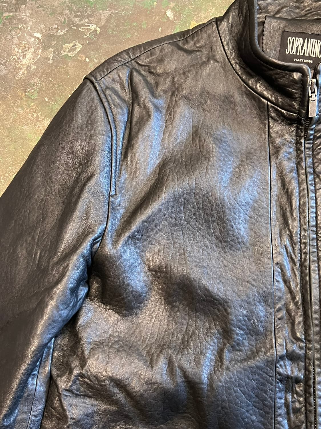 [L] 양가죽 레더 자켓 블랙 미니멀 싱글 라이더 빈티지 가죽 상품이미지3