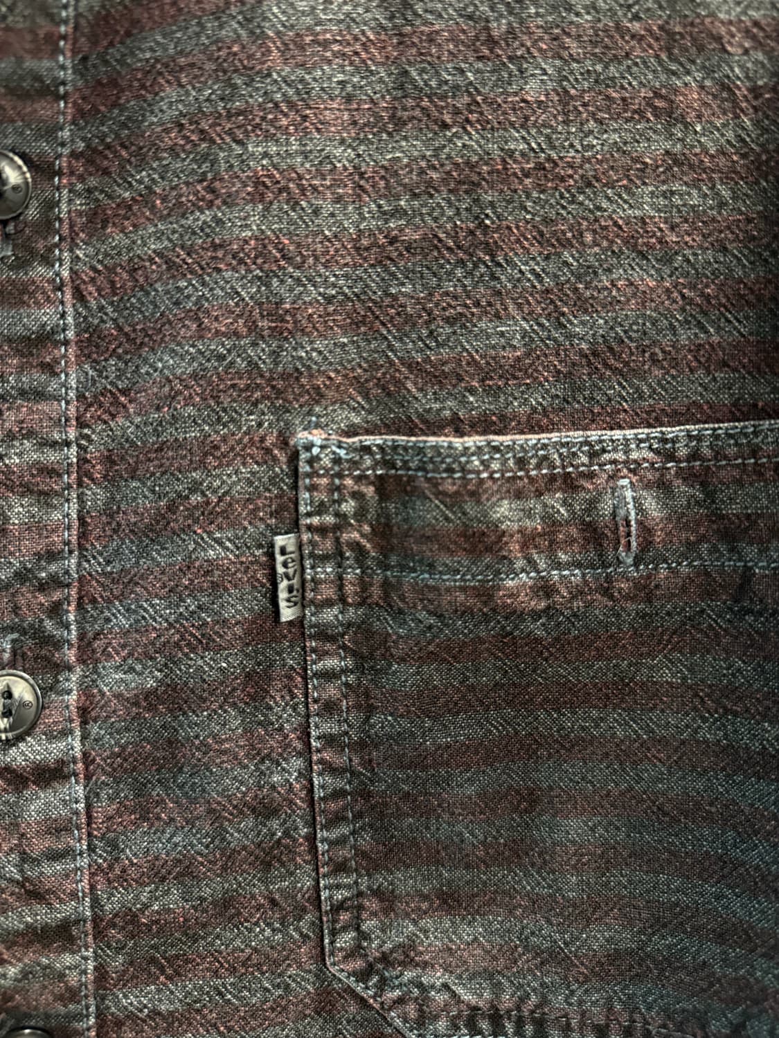 L 리바이스 LEVIS 투포켓 스트라이프 셔츠 브라운 상품이미지4