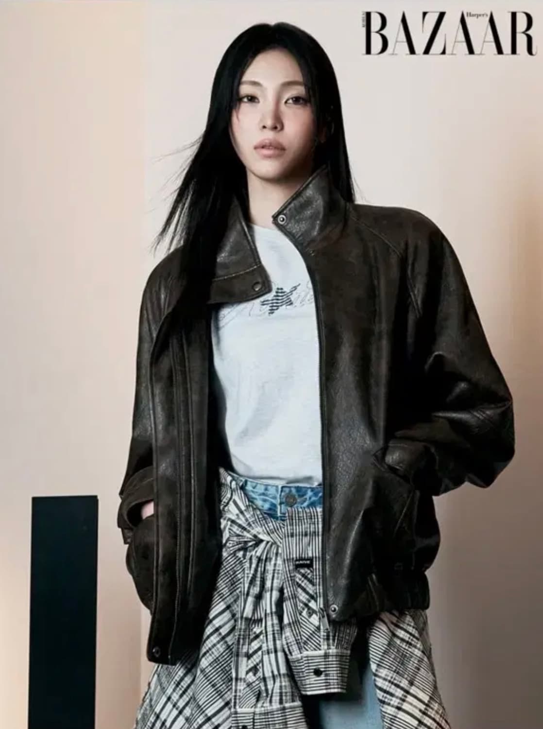 레이브 하이넥 레더자켓 브라운 상품이미지1