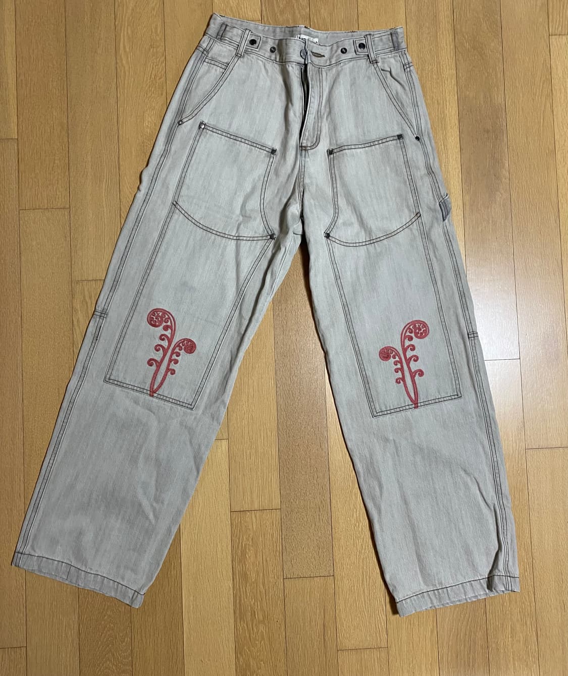 카락터 karactor 더블니 팬츠 ptery 라이트 그레이 워크팬츠 상품이미지1