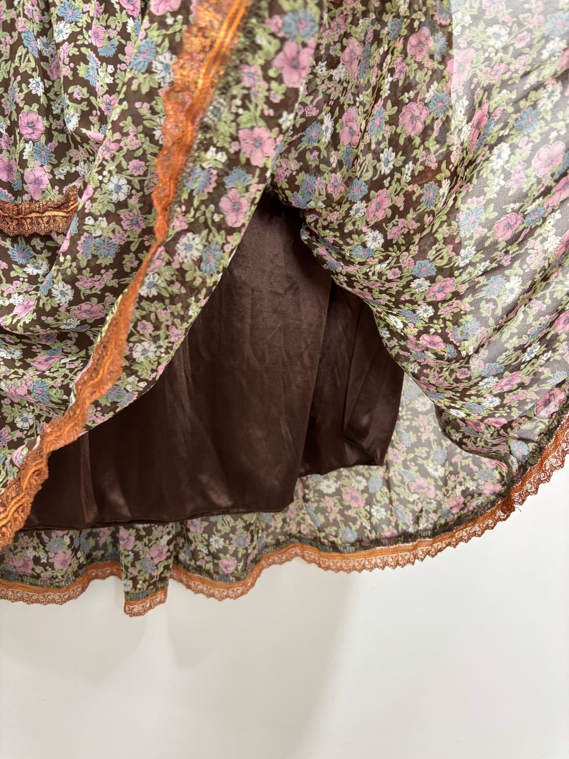 일본 빈티지 모리걸 플라워 레이스 쉬폰 스커트 치마 상품이미지4