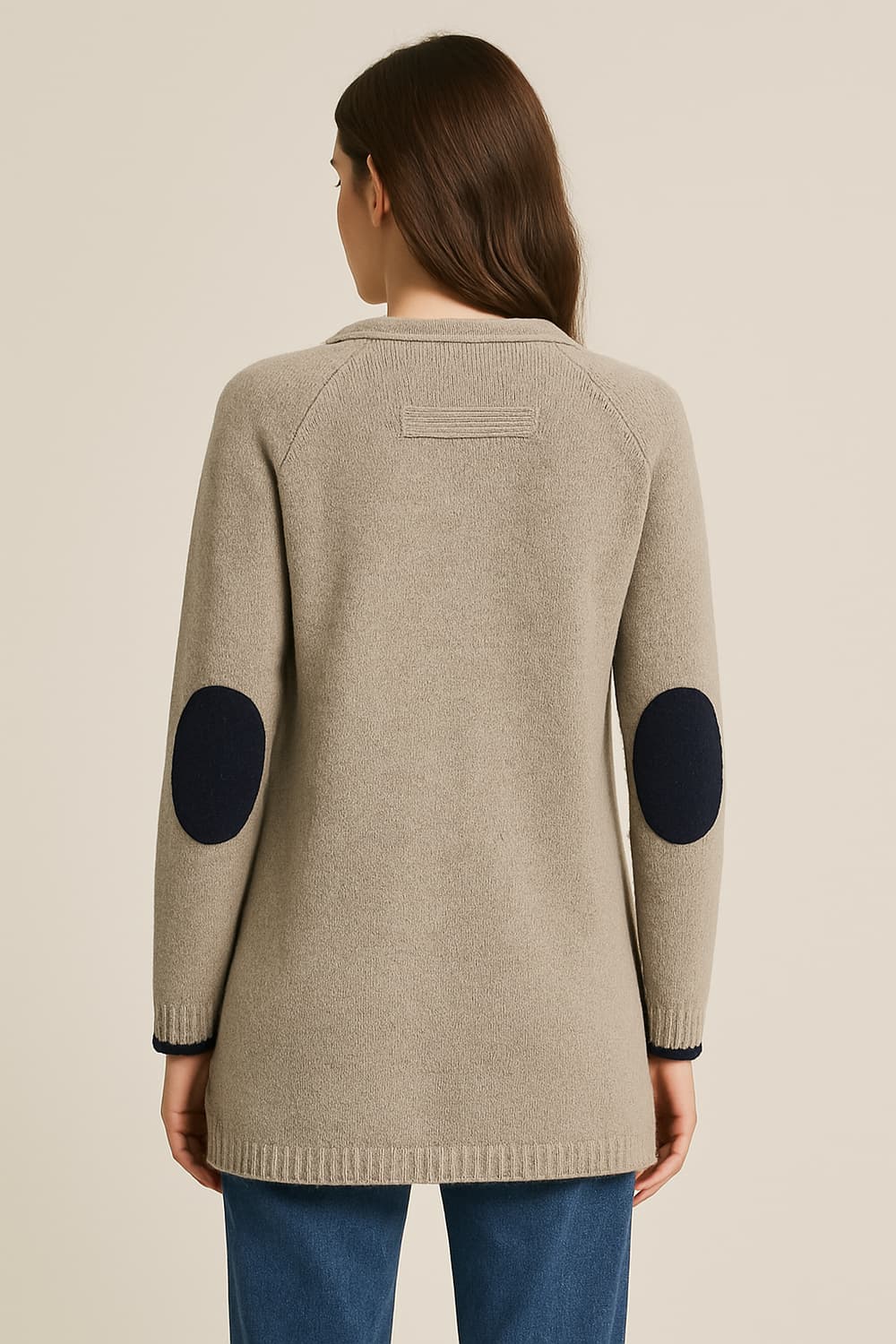 🌿 대치동 짜임공방 니트 하프 가디건 (Free / 베이지×네이비) 상품이미지2